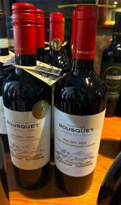 DESCRIPTION (5) BOTTLES OF DOMAINE BOUSQUET MALBEC 2021 THIS LOT IS: SOLD BY THE PIECE LOCATION ROOM 1 QTY 5