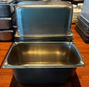 DESCRIPTION (6) 1/3 SIZE STAINLESS INSERTS. NO LIDS SIZE 6" DEEP THIS LOT IS: SOLD BY THE PIECE LOCATION ROOM 1 QTY 6