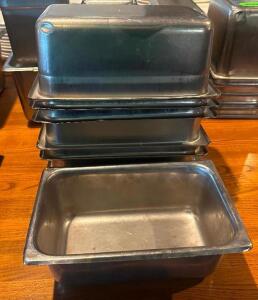 DESCRIPTION (6) 1/4 SIZE STAINLESS INSERTS. SIZE 4" DEEP THIS LOT IS: SOLD BY THE PIECE LOCATION ROOM 1 QTY 6