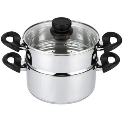 3 QT. PREMIUM HEAVY-DUTY STAINLESS STEEL POT WITH 2 QT. STEAMER INSERT AND LID