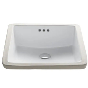 ELAVO WHITE CERAMIC UNDERMOUNT SQUARE BATHROOM SINK WITH OVERFLOW DRAIN