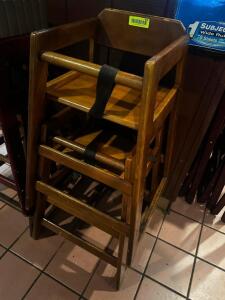 DESCRIPTION (3) WOODEN HIGH CHAIRS THIS LOT IS: SOLD BY THE PIECE LOCATION KITCHEN QTY 3