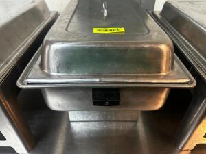 DESCRIPTION FULL SIZE CHAFFER DISH W/ STAND, LID, AND WATER PAN LOCATION KITCHEN QTY 1