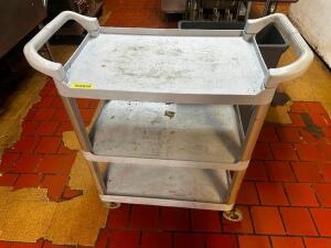 DESCRIPTION THREE TIER TAN PLASTIC UTILITY CART LOCATION KITCHEN QTY 1