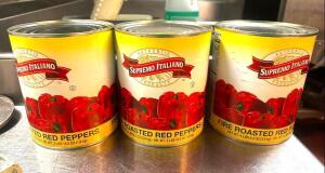 DESCRIPTION (3) #10 CANS OF ROASTED RED PEPPERS THIS LOT IS: SOLD BY THE PIECE LOCATION KITCHEN QTY 3