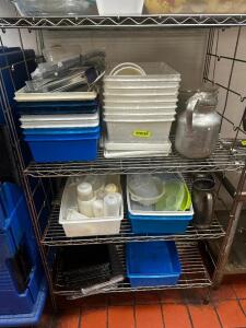 DESCRIPTION CONTENTS OF SHELF - ASSORTED PLASTIC FISH BOXES AND CONTAINERS. THIS LOT IS: ONE MONEY LOCATION KITCHEN QTY 1