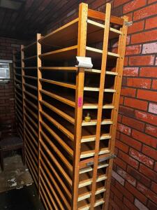 DESCRIPTION (3) WOODEN WINE BOTTLE RACKS THIS LOT IS: SOLD BY THE PIECE LOCATION BATHROOM QTY 3