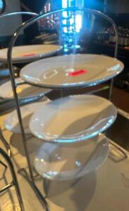 DESCRIPTION THREE TIER PLATTER STAND WITH (3) PLATES. THIS LOT IS: ONE MONEY LOCATION ROOM 1 QTY 1