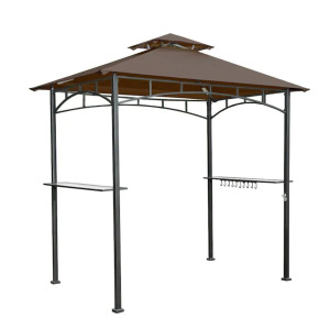 BROWN METAL RECTANGLE GRILL GAZEBO