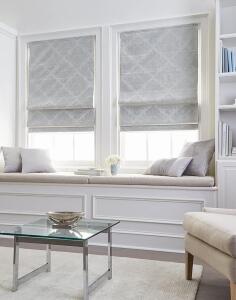 (2) DAMASK WINDOW SHADES