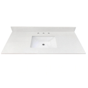 MERIDIAN 49" WHITE/POLISHED ENGINEERED MARBLE SINGLE SINK BATHROOM VANITY TOP