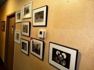 DESCRIPTION (8) ASSORTED PIECES OF BLACK AND WHITE FRAMED PICTURES. THIS LOT IS: ONE MONEY LOCATION OFFICE HALL QTY 1