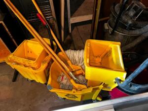 DESCRIPTION (2) YELLOW MOP BUCKETS. THIS LOT IS: SOLD BY THE PIECE LOCATION STORAGE SHED QTY 2