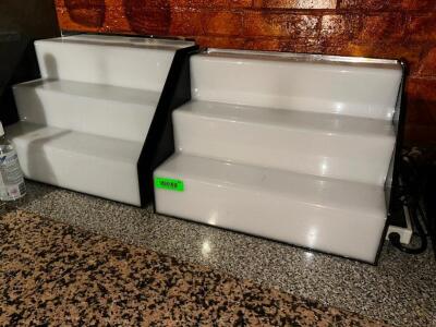 DESCRIPTION: (2) 18" THREE TIER LIGHTED BOTTLE RAILS. LOCATION: BAR QTY: 2