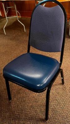 DESCRIPTION: (8) METAL FRAMED BLUE PADDED STACK CHAIRS. LOCATION: ROOM 3 QTY: 8