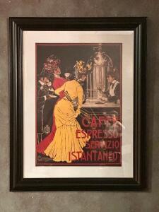 DESCRIPTION: FRAMED WINE POSTER SIZE: 28" X 22" LOCATION: ROOM 3 THIS LOT IS: ONE MONEY QTY: 1