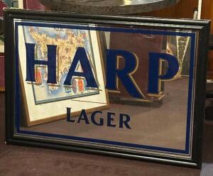 DESCRIPTION: HARP LAGER BAR MIRROR SIZE: 40" X 28" LOCATION: ROOM 3 THIS LOT IS: ONE MONEY QTY: 1