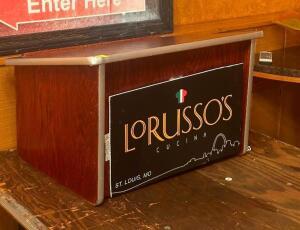 DESCRIPTION: LORUSSO'S BRANDED PODIUM LOCATION: BANQUET ROOM THIS LOT IS: ONE MONEY QTY: 1