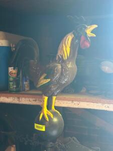 DESCRIPTION: VINTAGE ROOSTER BARN TOPPER LOCATION: SHED THIS LOT IS: ONE MONEY QTY: 1