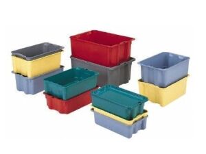 DESCRIPTION: (1) BOX OF (4) STACK AND STORE CONTAINER TOTESBRAND/MODEL: 8017511INFORMATION: GREENSIZE: 24" X 15" X 5"RETAIL$: $48.00 EAQTY: 1