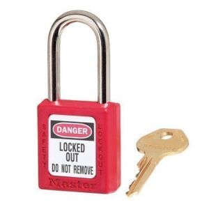 DESCRIPTION: (10) RED L.O.T.O LOCKS BRAND/MODEL: MASTER LOCK 410MKW417REDLZ1 RETAIL$: $115.30 QTY: 10