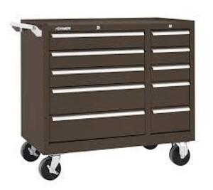 DESCRIPTION: (1) ROLLING TOOL BOXBRAND/MODEL: KENNEDY #310XBINFORMATION: BROWN, 10 DRAWERSIZE: 39-3/8"W X 18"D X 35"HRETAIL$: $1299.00 EAQTY: 1