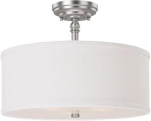 SEMI-FLUSH MOUNT WITH WHITE FABRIC SHADES