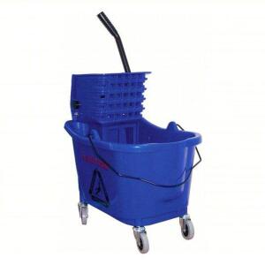 DESCRIPTION: (1) PLASTIC MOP BUCKET WITH WRINGER BRAND/MODEL: TOUGH GUY #5CJH6 INFORMATION: BLUE SIZE: 34-3/4"H X 24-1/16"L X 16-17/32"W, CAPACITY: 12