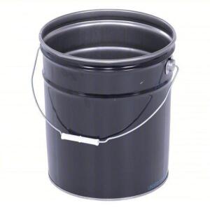 DESCRIPTION: (2) STEEL BUCKETS BRAND/MODEL: 1TMH6 INFORMATION: BLACK SIZE: 5 gal, Open Head, Steel, 11 7/8 in, 13 3/8 in Overall Ht, Round, Black RETA