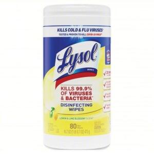 DESCRIPTION: (2) PACK OF (6) DISINFECTING WIPES BRAND/MODEL: LYSOL #1XEH7 SIZE: 80 PER CONTAINER RETAIL$: $72.72 EA QTY: 2