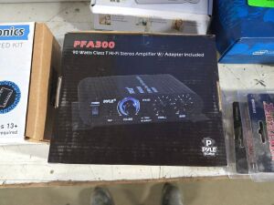 DESCRIPTION: (1) 90 Hi Fi STERO AMPLIFIER BRAND/MODEL: PYLE PFA300 RETAIL$: $30.98 QTY: 1