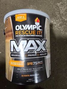 DESCRIPTION: (2) RESURFACER PRIMER AND SEALANT BRAND/MODEL: OLYMPIC MAX #SC-1062 INFORMATION: BASE 2 MUST BE TINTED SIZE: 1 GALLON RETAIL$: $44.98 EA