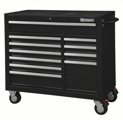 DESCRIPTION: (1) ROLLING TOOL CABINET BRAND/MODEL: WESTWARD #32H856 INFORMATION: GLOSS BLACK, STEEL, 11 DRAWERS SIZE: 42 IN W X 18 15/16 IN D X 39 7/8