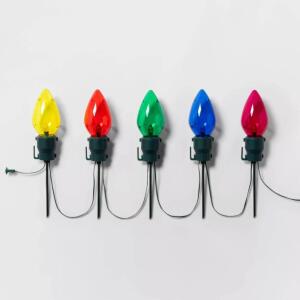 5CT CHRISTMAS INCANDESCENT LARGE C7 BULB PATH LIGHTS MULTICOLORED