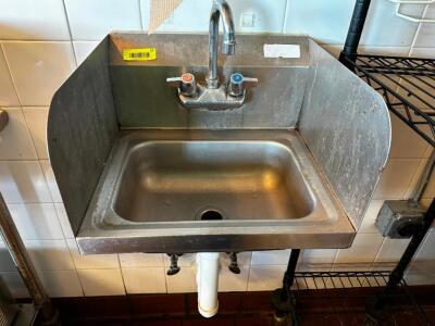 DESCRIPTION WALL MOUNTED STAINLESS HAND SINK. ADDITIONAL INFORMATION W/ SOAP AND TOWEL DISPENSER. LOCATION COUNTER QTY 1