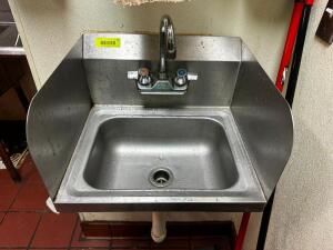 DESCRIPTION WALL MOUNTED STAINLESS HAND SINK. ADDITIONAL INFORMATION W/ SOAP AND TOWEL DISPENSER. LOCATION KITCHEN QTY 1