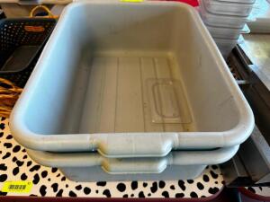 DESCRIPTION (2) GREY PLASTIC BUS TUBS LOCATION COUNTER QTY 2