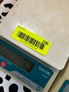 DESCRIPTION (2) TAYLOR DIGITAL PORTION SCALES BRAND / MODEL: TAYLOR LOCATION COUNTER QTY 2