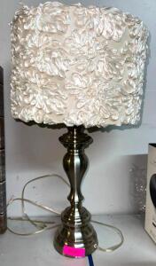 BRUSHED NICKEL LAMP WITH SHADE