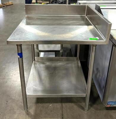 STAINLESS STEEL TABLE WITH BACK AND SIDESPLASH WITH WELDED STAINLESS UNDERSHELF