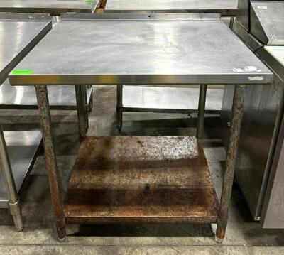 STAINLESS STEEL TABLE WITH GALVANIZED UNDERSHELF