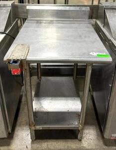 STAINLESS STEEL TABLE WITH STAINLESS UNDERSHELF AND CAN OPENER HOLDER ATTACHMENT