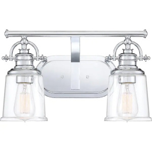 GRANT 2-LIGHT CHROME TRANSITIONAL VANITY LIGHT