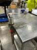 STAINLESS STEEL TABLE WITH BACKSPLASH, STAINLESS UNDERSHELF AND CAN OPENER ATTACHMENT - 4