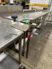 STAINLESS STEEL TABLE WITH BACKSPLASH AND STAINLESS UNDERSHELF WITH CAN OPENER ON CASTERS - 6