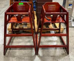 (2) WOODEN HIGH CHAIRS