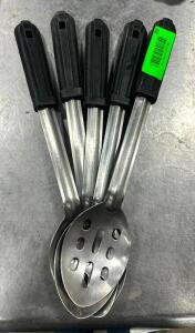 DESCRIPTION: (5) STAINLESS PERFORATED SERVING SPOONS QTY: 5