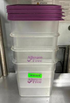 (4) 7.5 QT. INGREDIENTS BINS WITH LIDS