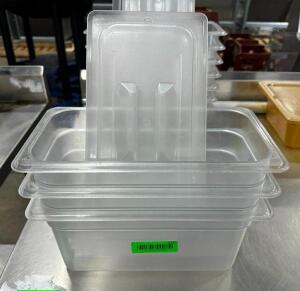 (3) 1/3 SIZE PLASTIC INSERTS WITH LIDS