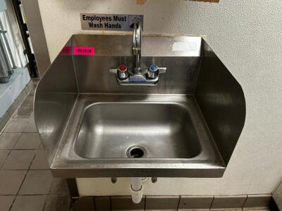 DESCRIPTION WALL MOUNTED STAINLESS HAND SINK. ADDITIONAL INFORMATION W/ TOWEL AND SOAP DISPENSERS LOCATION KITCHEN QTY 1